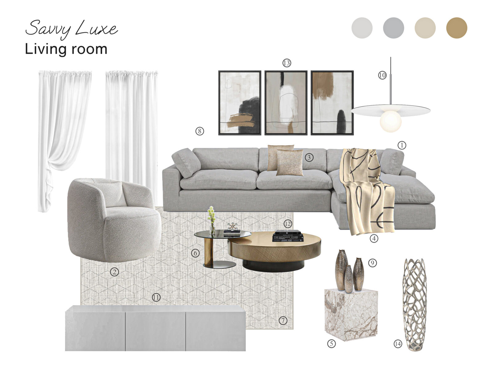 Savvy Luxe Living Room: Board With Shopping List with