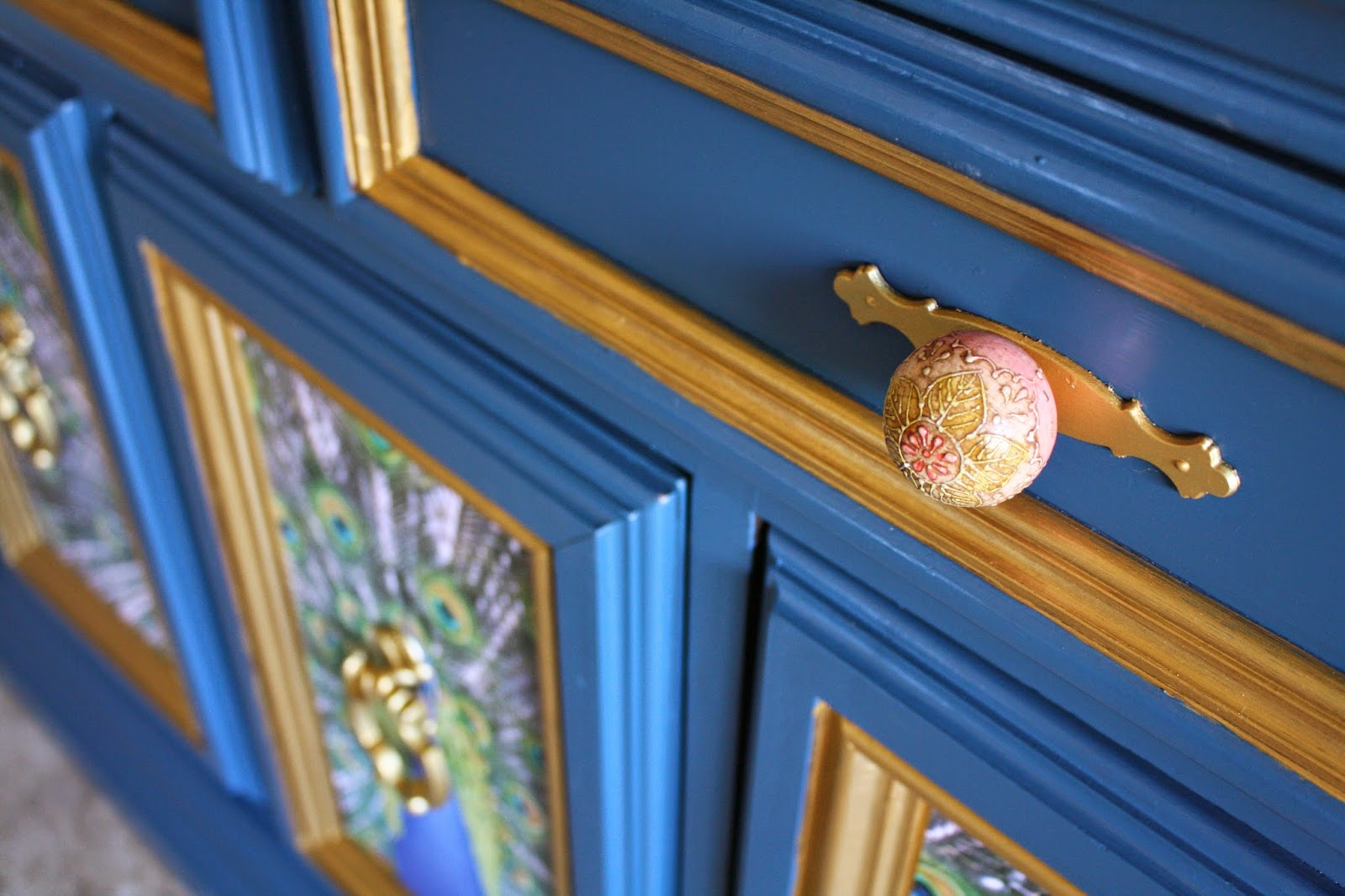 The Turquoise Iris ~ Furniture &amp;amp;Amp; Art: The Royal Blue Peacock Buffet in