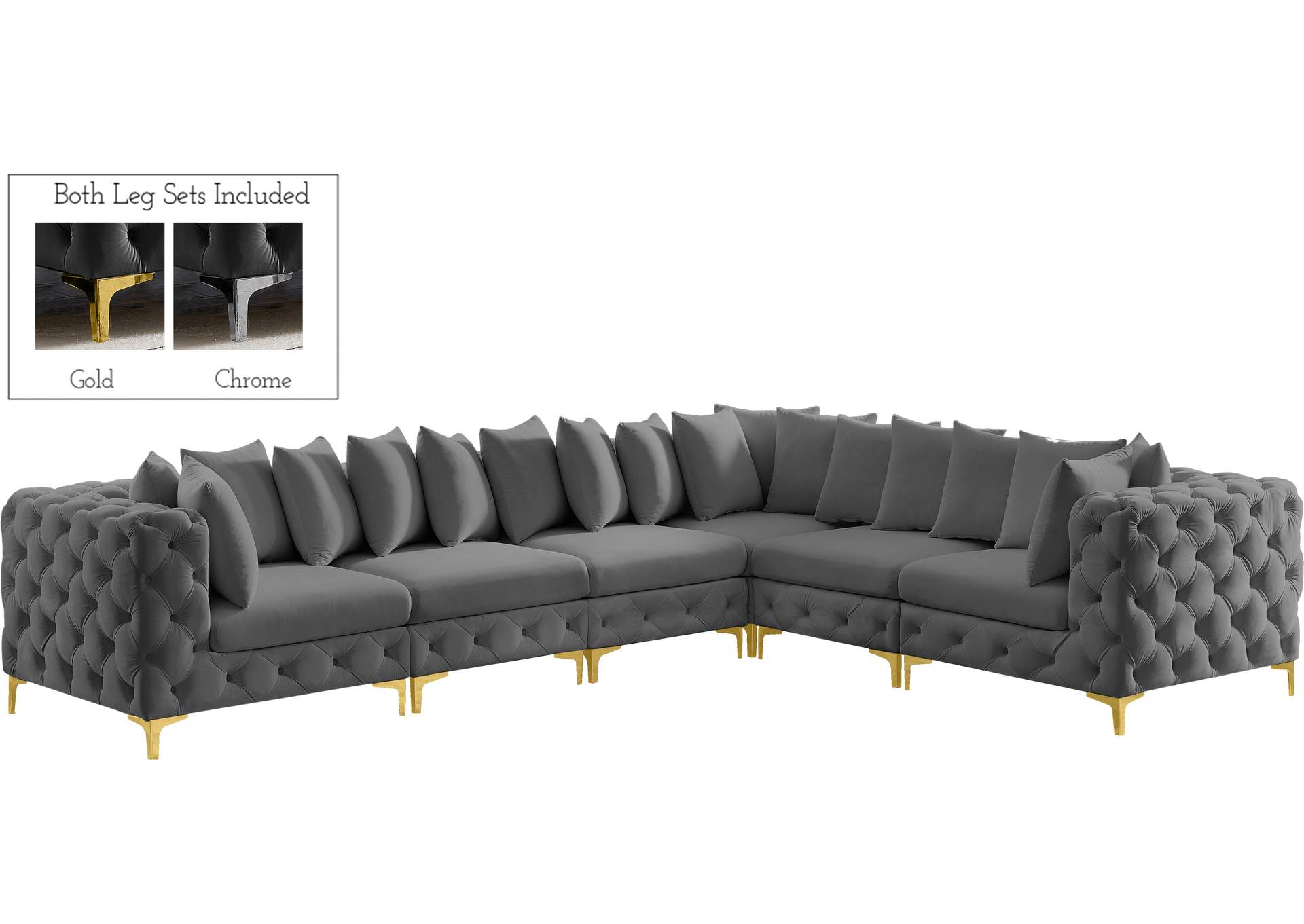 Tremblay Grey Velvet Modular Sectional with regard to