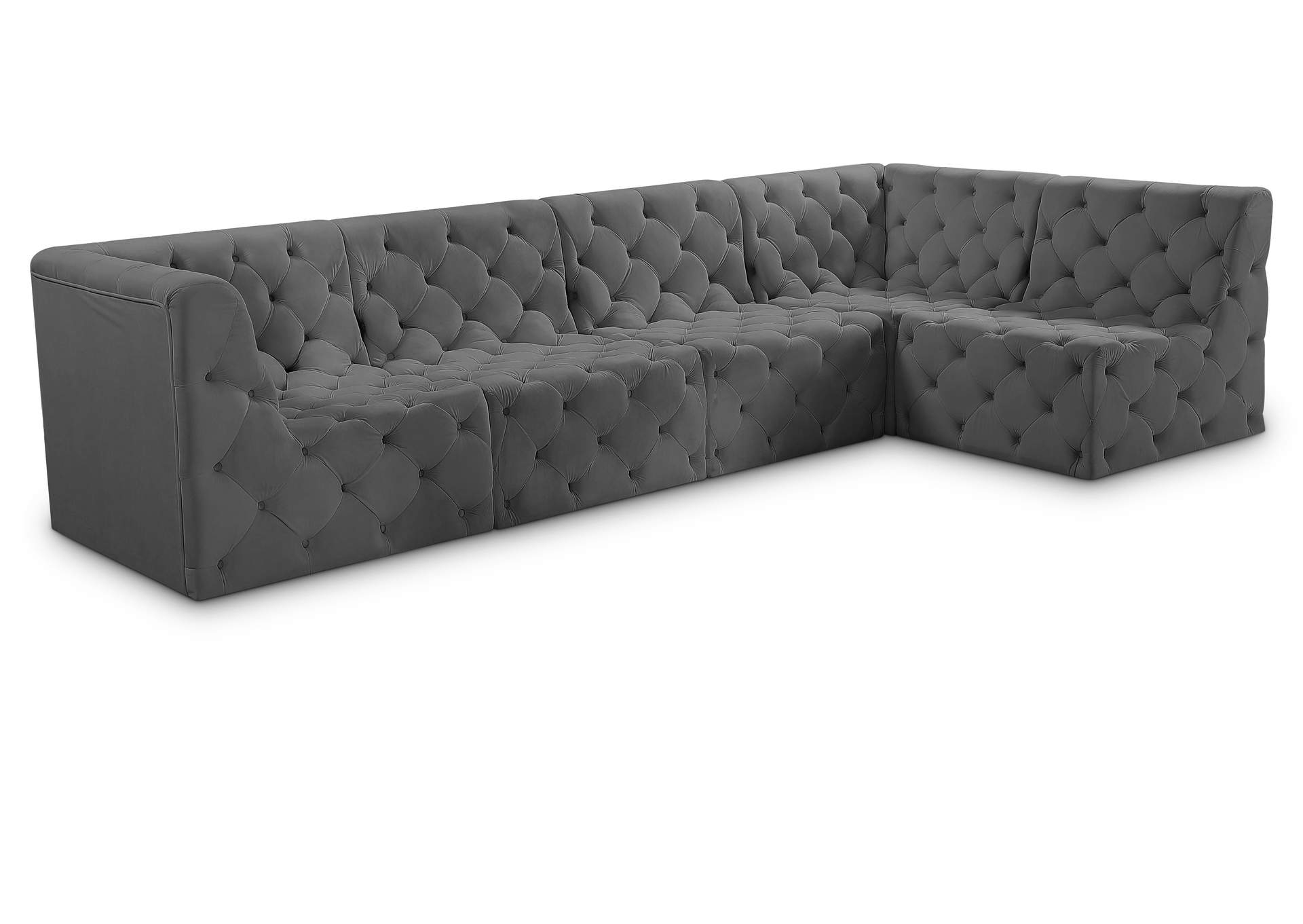 Tuft Grey Velvet Modular Sectional within Demystifying Modular Sectionals The Indulge 7-Piece Grey Velvet Experience