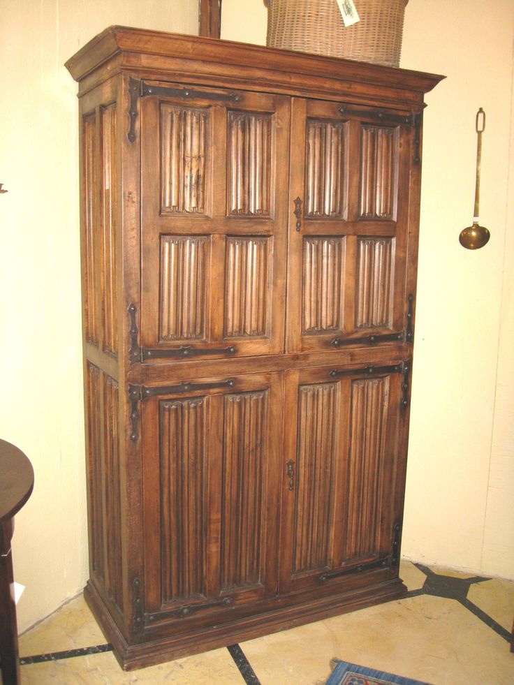 Vintage Armoire With Carved &amp;quot;Linen Fold&amp;quot; Doors with regard to