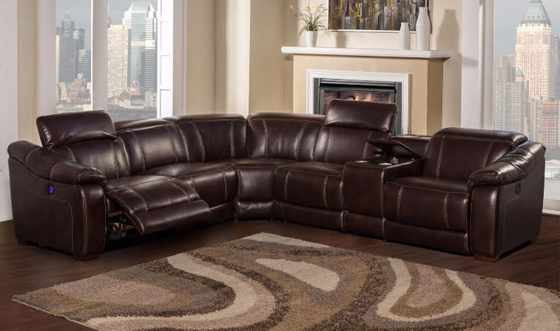 15 Best 6 Piece Leather Sectional Sofas in Modern Brown Faux Leather Upholstered 6-Piece Sectional Recliner Sofa