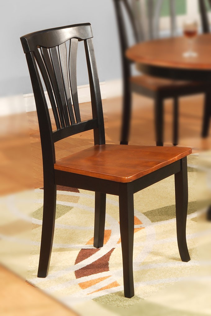 2 Dining Kitchen Wood Seat Chairs In Black And Cherry throughout 9-Piece Dining Set With A Table And 8 Wood Kitchen Chairs, Black