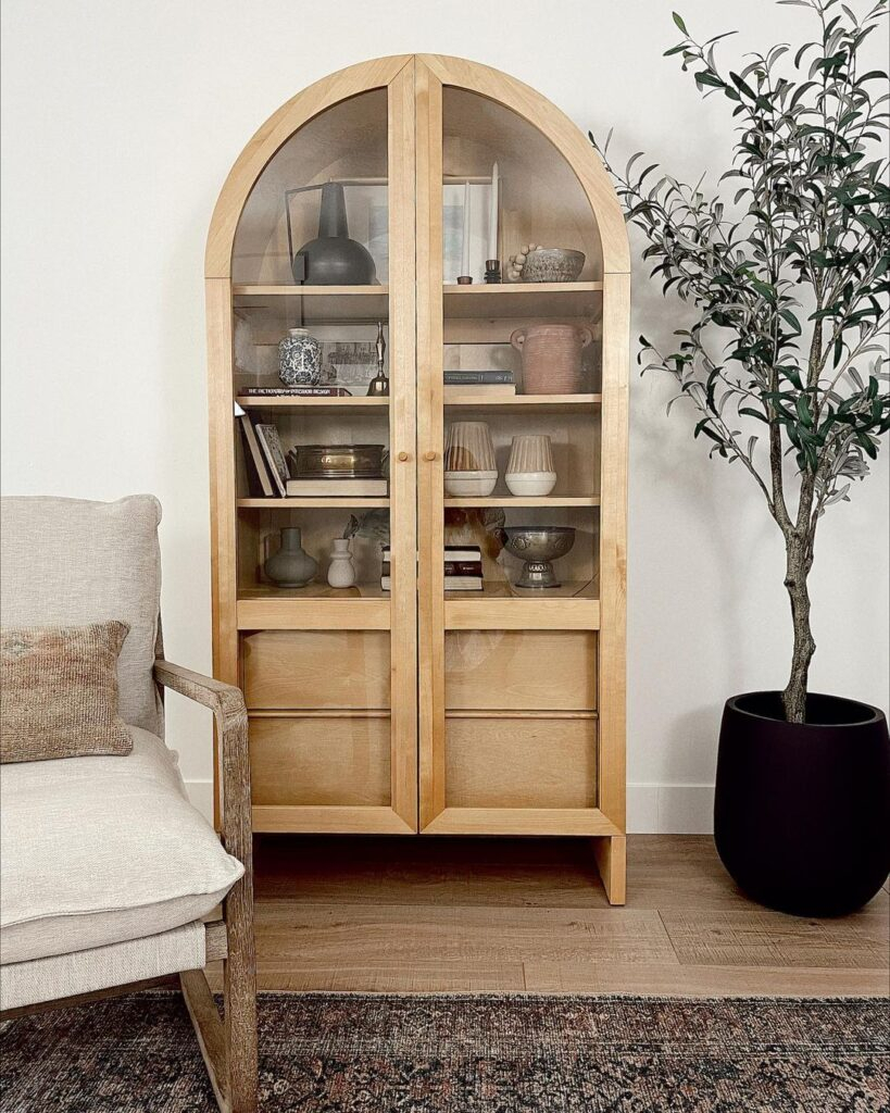 25 Amazing Arched Cabinets For Any Room inside Modern Solid Wood Armoire With Arched Door With Mirror, Bright White