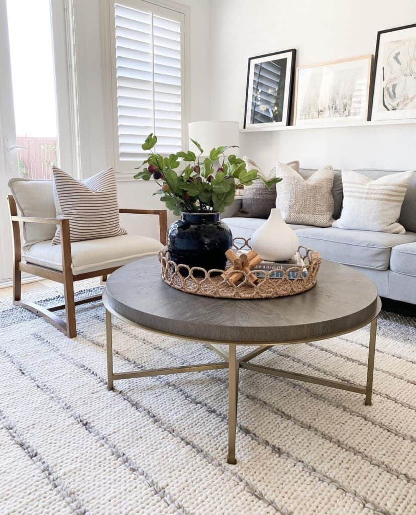 34 Coffee Table Tray Ideas For Stunning Living Room Décor throughout Charcoal Round Coffee Table with Rattan Elements A Guide to Styling