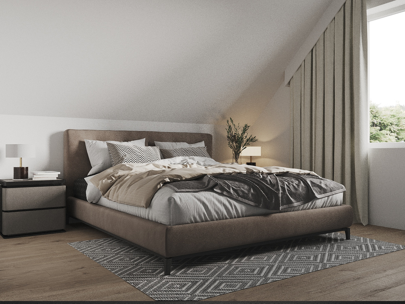 3D-Visualisierung Des Wohn- Und Schlafzimmers | Vision Reality ... with regard to From Vision to Reality Building an Ethereal Elegance Bedroom with a Smart Shopping List