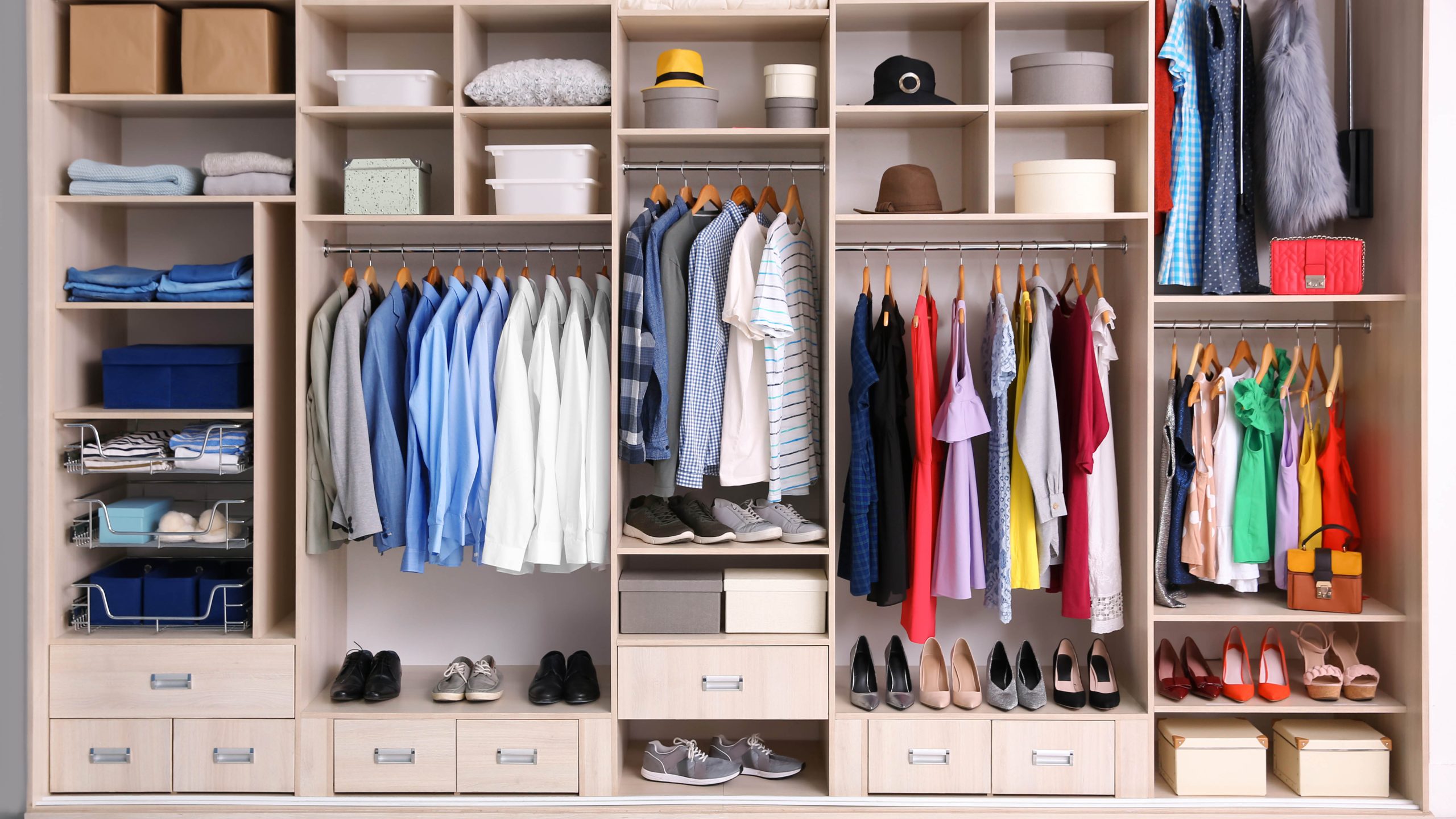 7 Ways To Organize Your Wardrobe, According To Experts for Wood Wardrobe, Red Oak Double Drawer/Sliding Door 71.3X24.4X78.7&amp;quot;