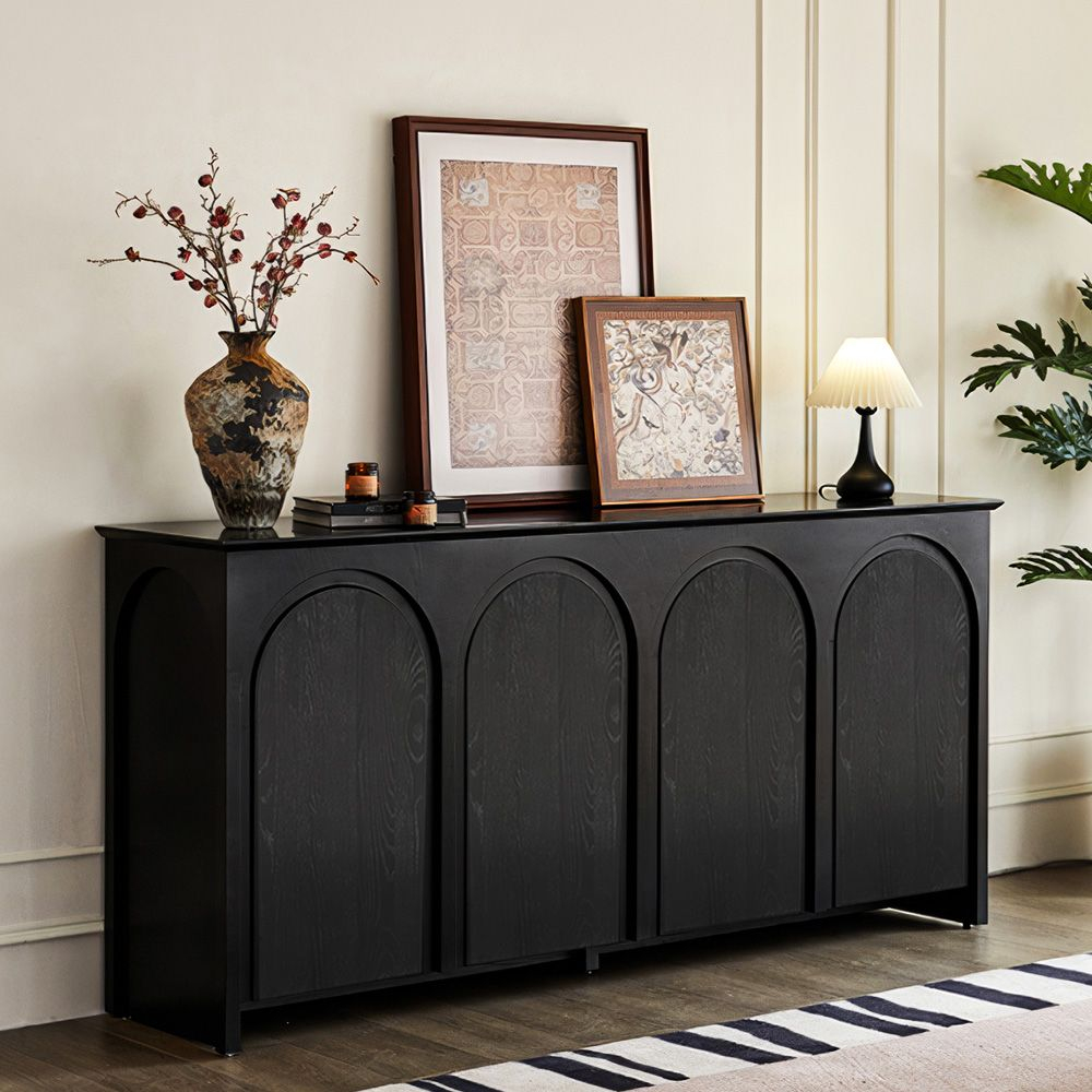 72 Inch Sideboard Modern Arch Design Solid Wood Sideboard Buffet ... pertaining to Beyond the Surface Exploring the Design Ingenuity of the 73-inch Black Macao Sideboard