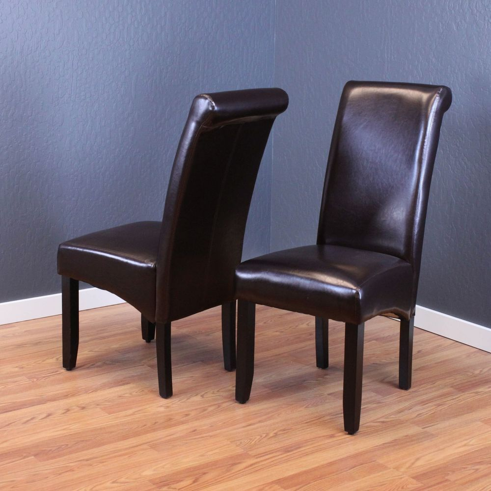 Account Suspended | Dining Chairs, Faux Leather Dining Chairs, Brown ... regarding Avery Modern Dark Brown Faux Leather Upholstered 5-Piece Dining Set