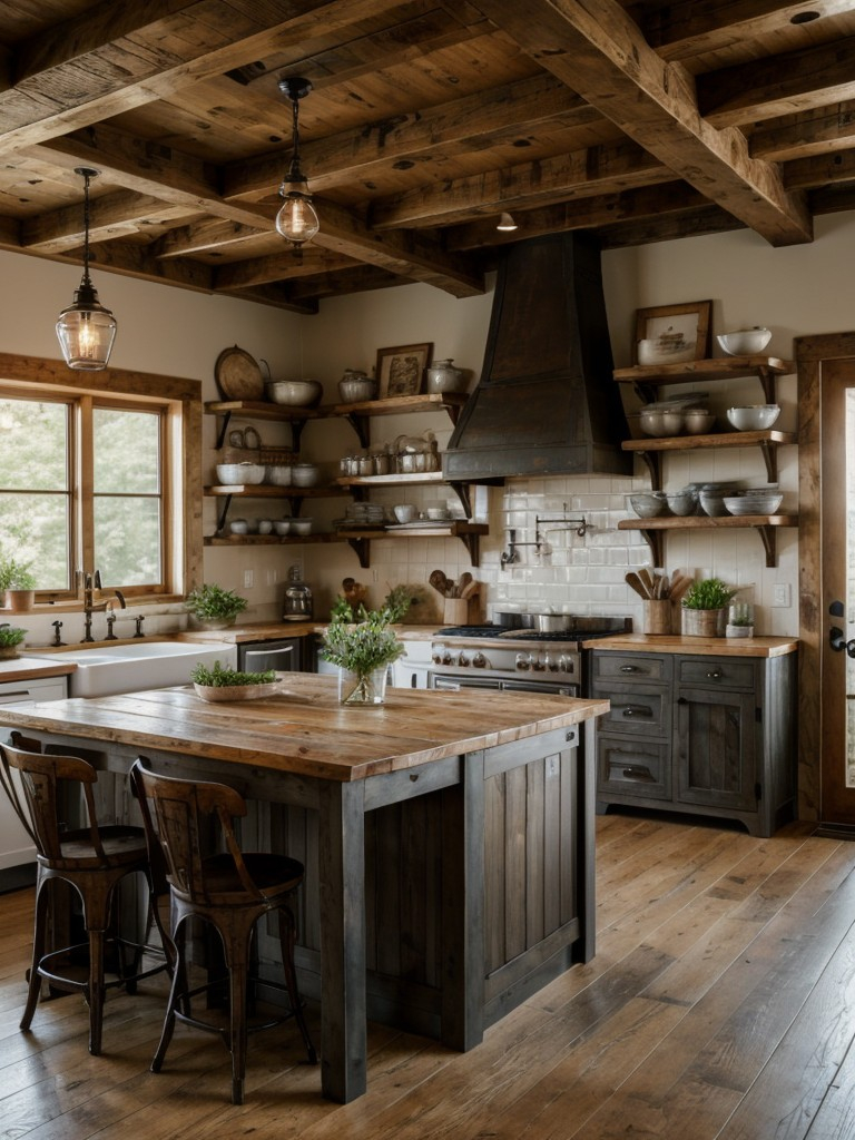 Achieving The Perfect Open Concept Kitchen | Aulivin.com pertaining to Wood Sideboard In Farmhouse Style With Metal Grid Doors And Rustic Finish