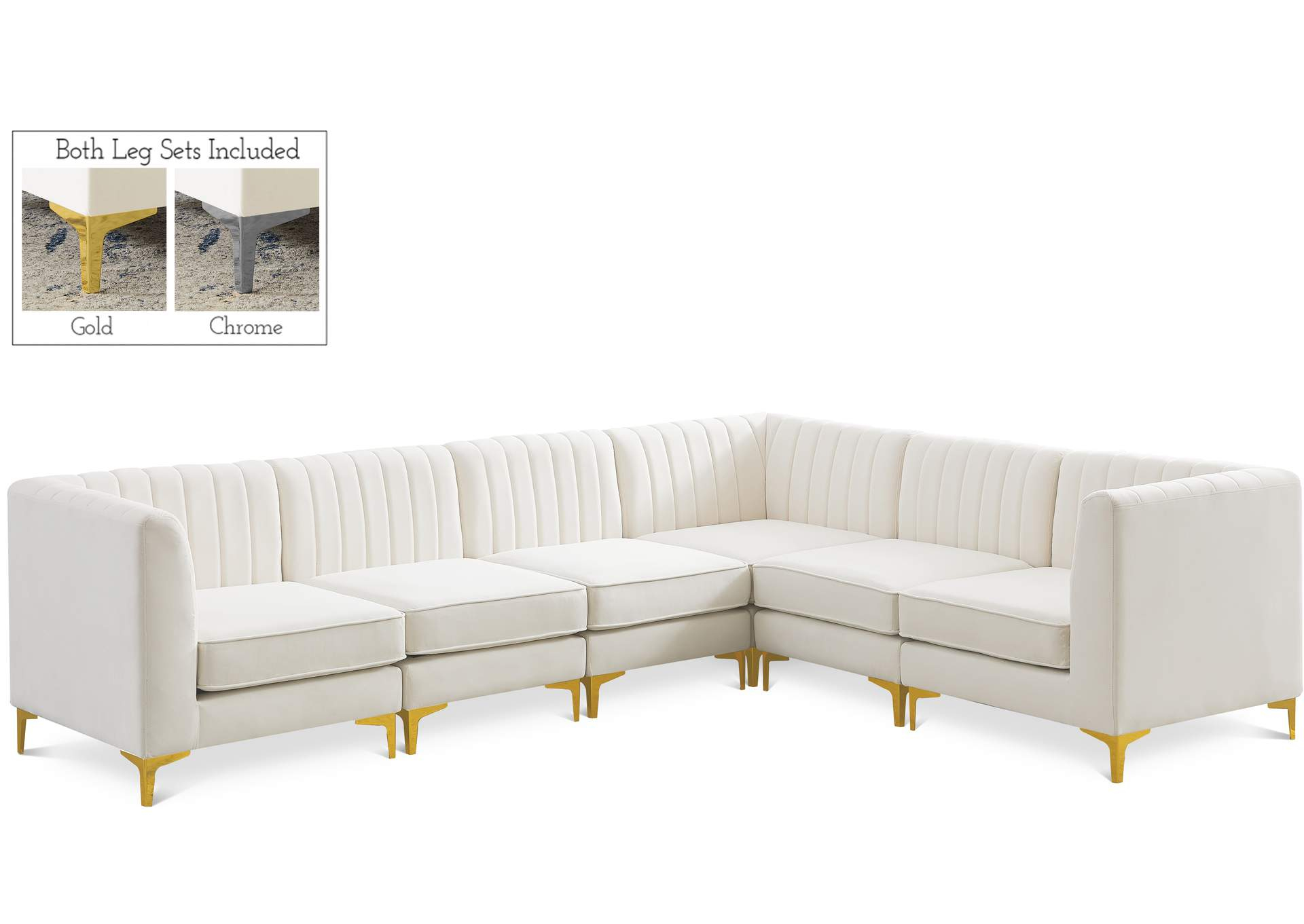 Alina Cream Velvet Modular Sectional throughout Arc Velvet Upholstered 5-Pc. S-Shaped Modular Sectional, Cream