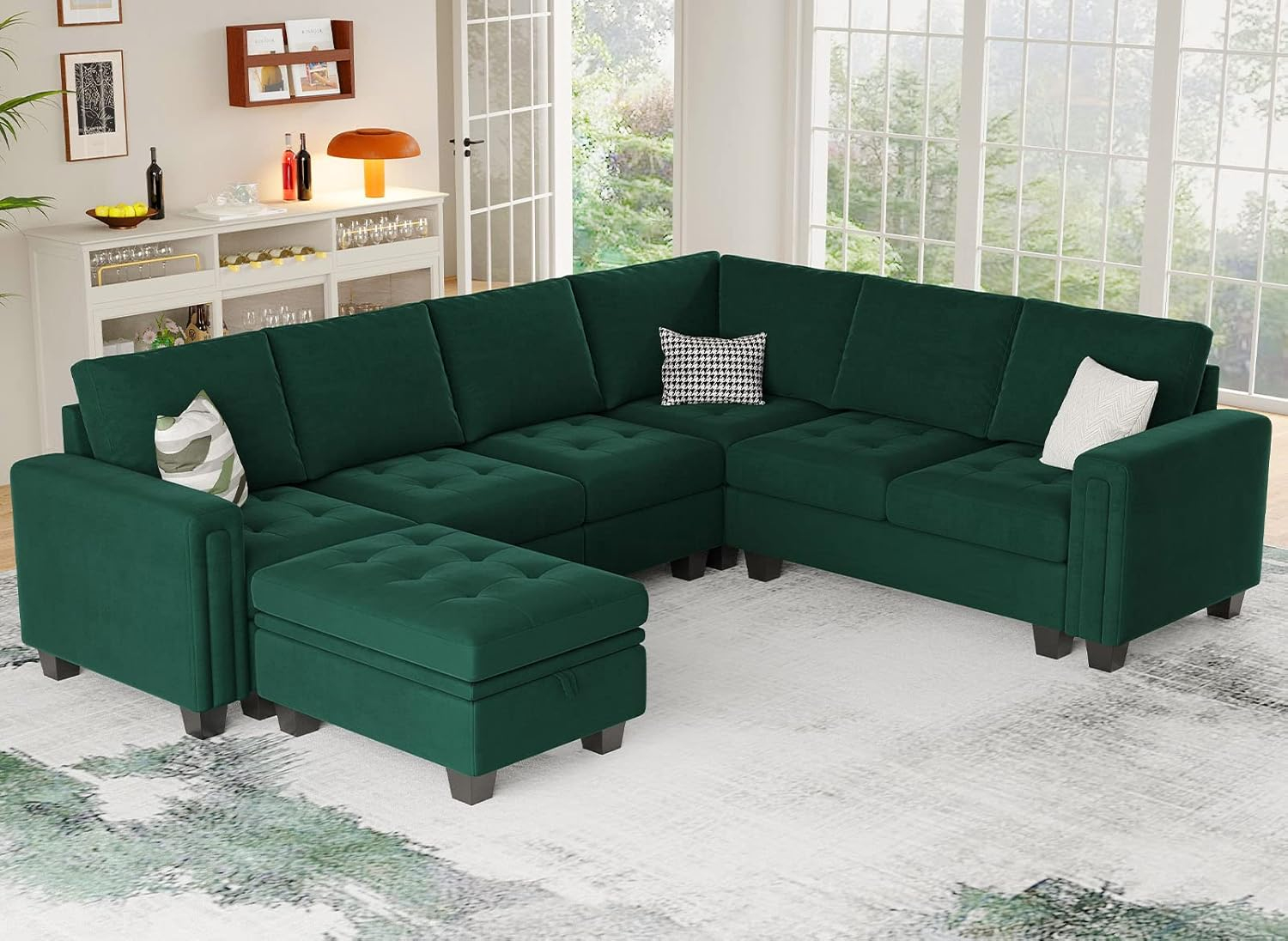Amazon.com: Belffin Velvet Modular Sectional Sofa With Storage Ottoman ... within Crafting Your Cozy Corner The Arc Velvet Sectional