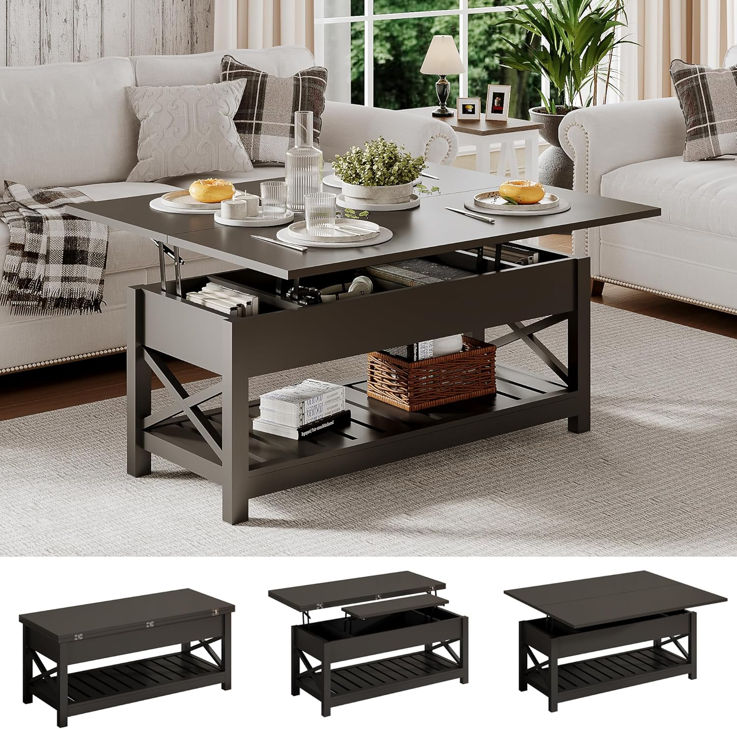 Amazon.com: Choochoo Coffee Table Lift Top, Multi-Function Convertible ... throughout The Hidden Benefits of Coffee Tables with Lift-Up Tops and Storage