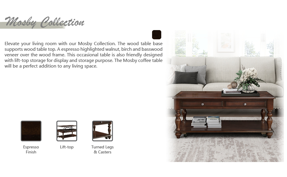 Amazon.com: Lexicon Mosby Lift Top Coffee Table, Espresso : Home &amp;amp; Kitchen pertaining to Lexicon Frazier Park Wood 2 Drawer Coffee Table In Brown Cherry