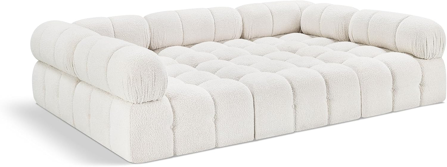 Amazon.com: Meridian Furniture Ames Collection Modern | Contemporary ... with Ames Boucle Fabric L-Shaped Modular Sectional, Cream, 6-Piece: 4 Armless Chair, 2 Corner Chair