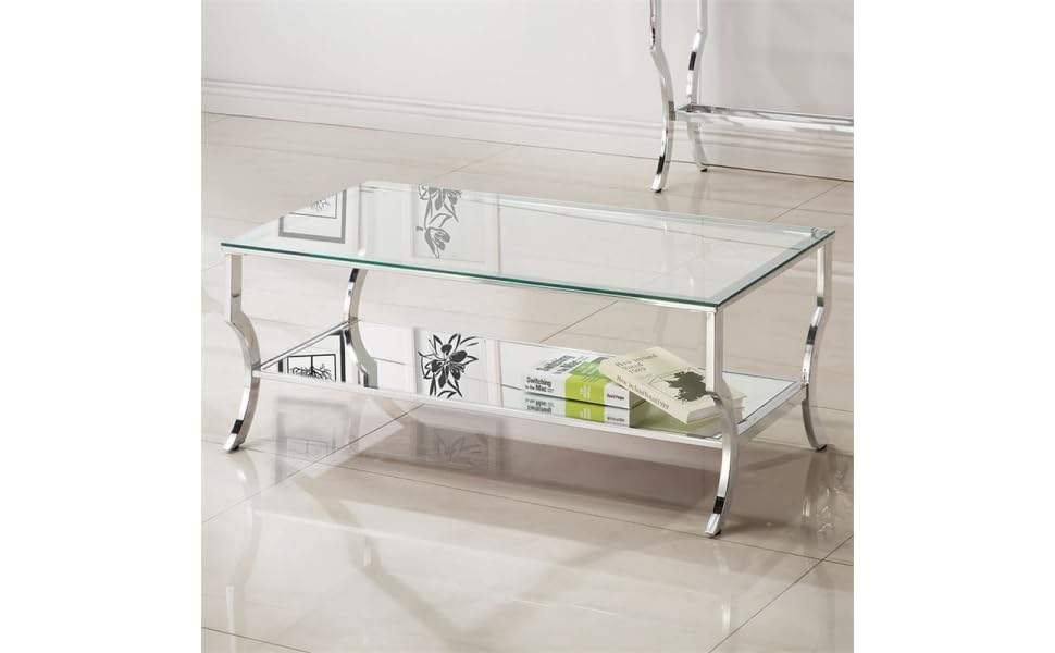 Amazon.com: Pemberly Row Contemporary Glass Top Accent Coffee Table In ... pertaining to Styling Your Living Space with a Pemberly Row Glass Coffee Table in White