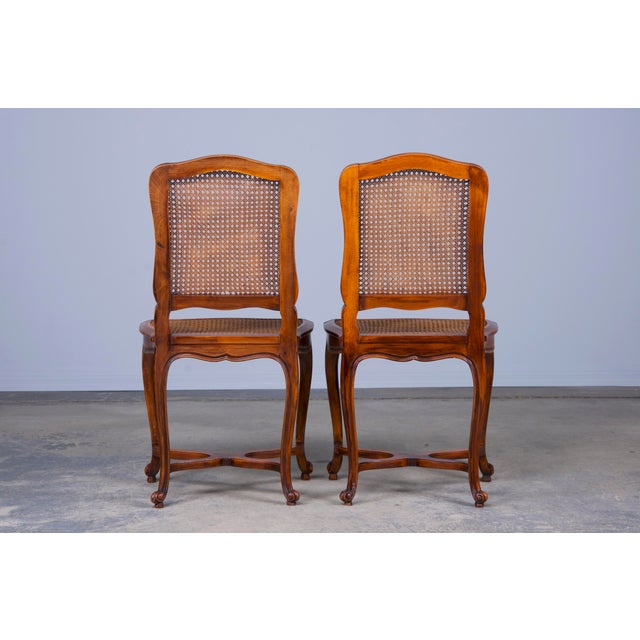 Antique French Louis Xv Style Provincial Cherry Wood Cane Dining Chairs ... for Brownell French Country Wood And Cane 7-Piece Expandable Dining Set, Light Gray/Natural/Brown