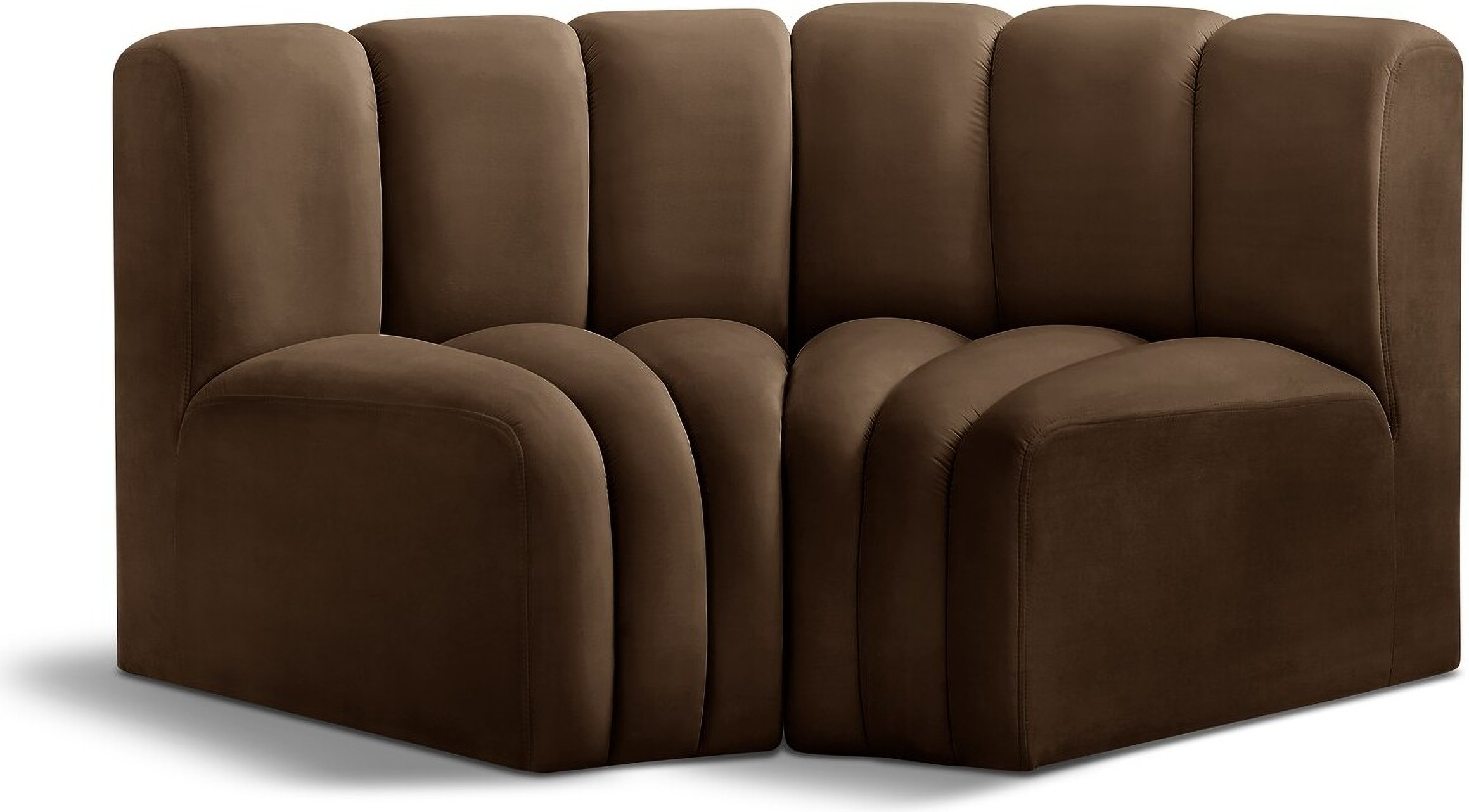 Arc 2 Piece Modular Sofa In Brown Velvet By Meridian | 1Stopbedrooms regarding Achieving Stylish Comfort with the Brown Arc Velvet Modular Sectional