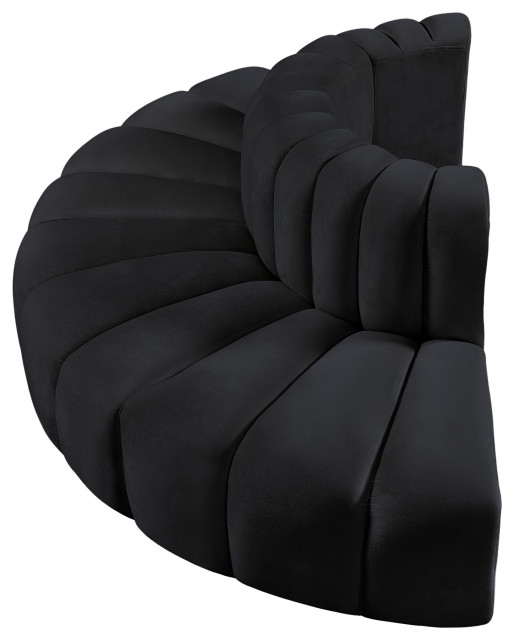 Arc Upholstered Outward Curved Modular Sectional, 4-Piece: Reverse ... intended for Understanding the Arc Velvet Upholstered S-Shaped Sectional A Deep Dive