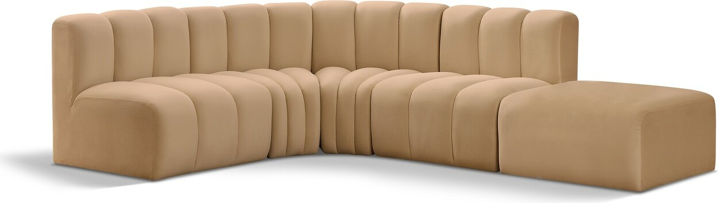Arc Velvet Modular Sofa In Camel By Meridian | 1Stopbedrooms with regard to Arc Velvet Upholstered 6-Pc. S-Shaped Modular Sectional, Brown