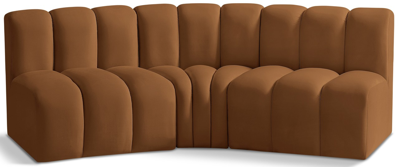 Arc Velvet Modular Sofa In Saddle By Meridian | 1Stopbedrooms pertaining to Arc Velvet Upholstered 6-Pc. S-Shaped Modular Sectional, Brown