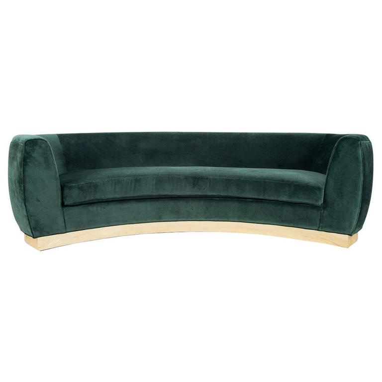 Art Deco Style St. Germain Curved Sofa In Velvet With Brass Toe-Kick ... with regard to Styling and Living with Your Dream Curved Velvet Sofa