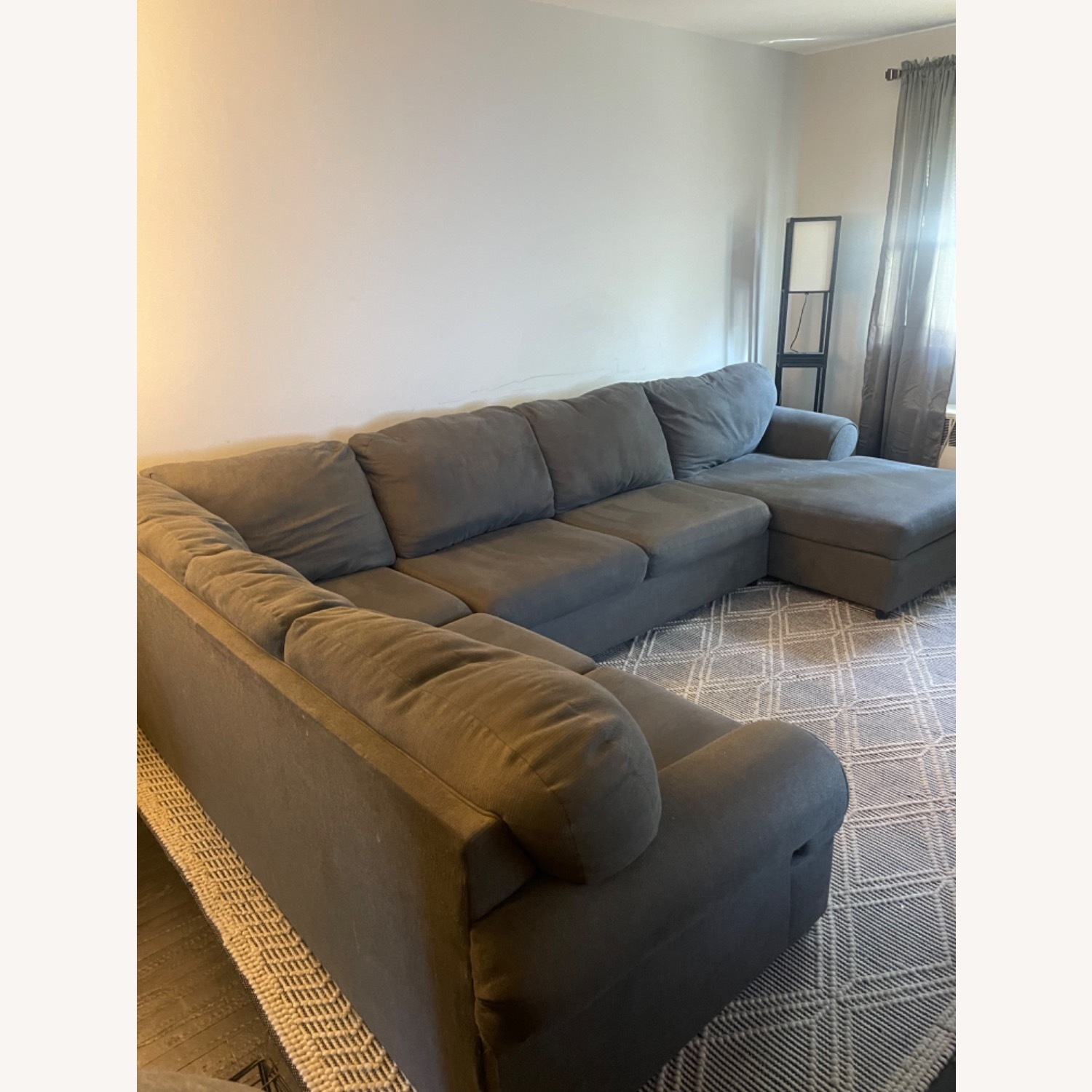 Ashley Furniture Grey 3 Piece Sectional - Aptdeco throughout Nativa Interiors Chester Sectional Mini, Grey, 3 Pieces, Design: No Button / Cus