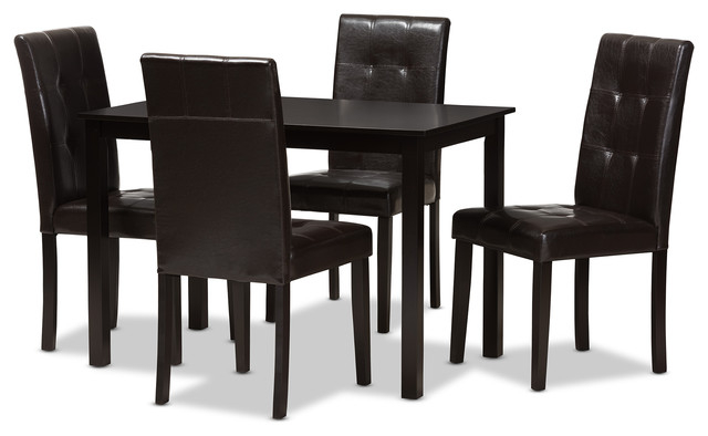 Avery Modern Dark Brown Faux Leather Upholstered 5-Piece Dining Set ... throughout Transform Your Dining Space with the Avery Modern Dark Brown Faux Leather Set
