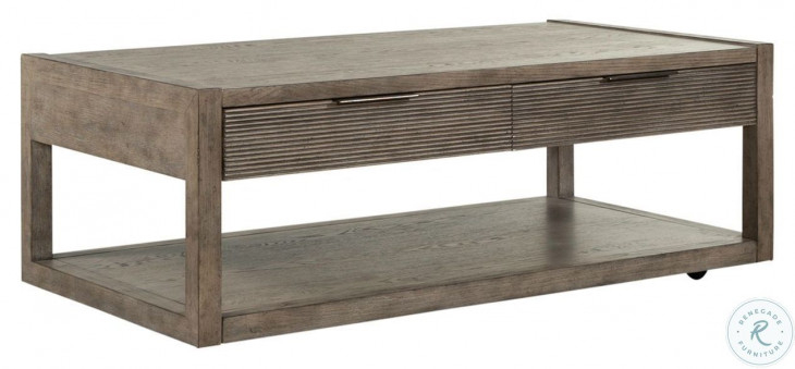 Bartlett Field Dusty Taupe 2 Drawer Cocktail Table From Liberty ... for Westlake 2-Drawer Cocktail Table With Shelf