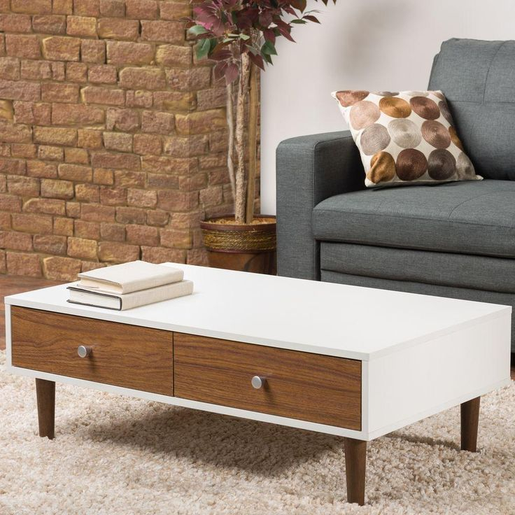 Baxton Studio 22 In. L Gemini Contemporary Wood Walnut/White Coffee ... regarding A Closer Look at the Baxton Studio Elada Modern Coffee Table