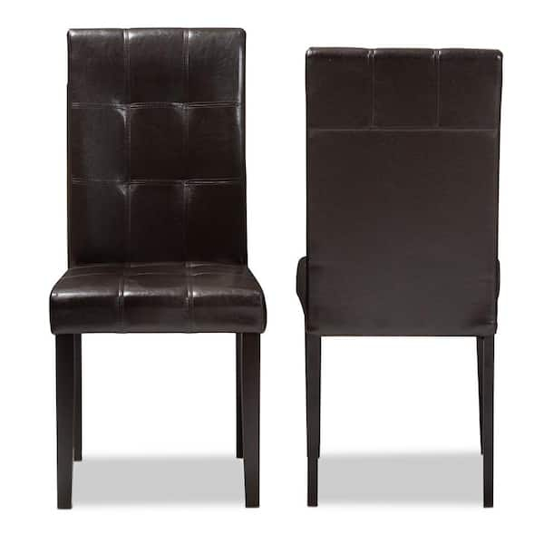 Baxton Studio Avery Dark Brown Faux Leather Dining Chair (Set Of 2) 2Pc ... with Transform Your Dining Space with the Avery Modern Dark Brown Faux Leather Set