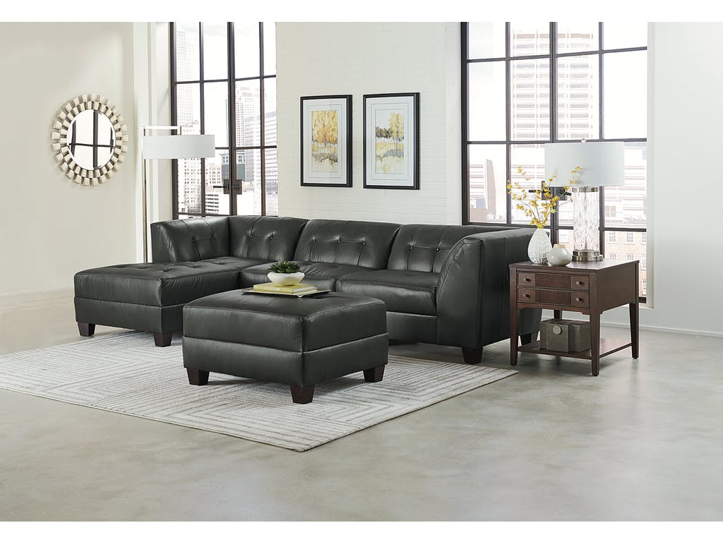 Black Leather Sectional | England Furniture Company throughout