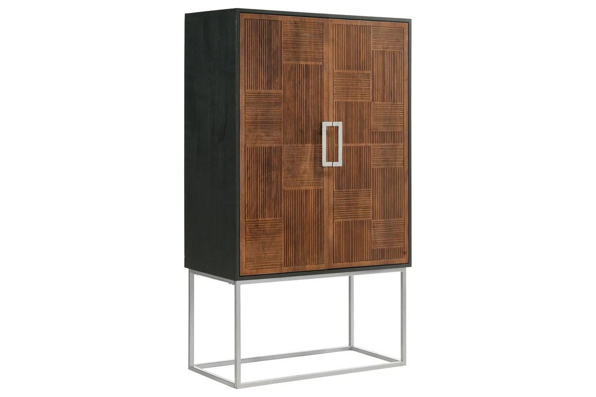 Borman 2-Door Bar Cabinet Wine Storage Walnut And Black - Exotic ... with Borman 4-Door Wood Accent Cabinet Walnut And Black