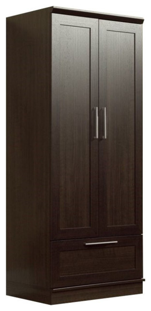 Bowery Hill Metal Wardrobe Armoire With Garment Rod In Dakota Oak - Transitional - Armoires And ... regarding Catania Engineered Wood Wardrobe Armoire In Dakota Oak Finish