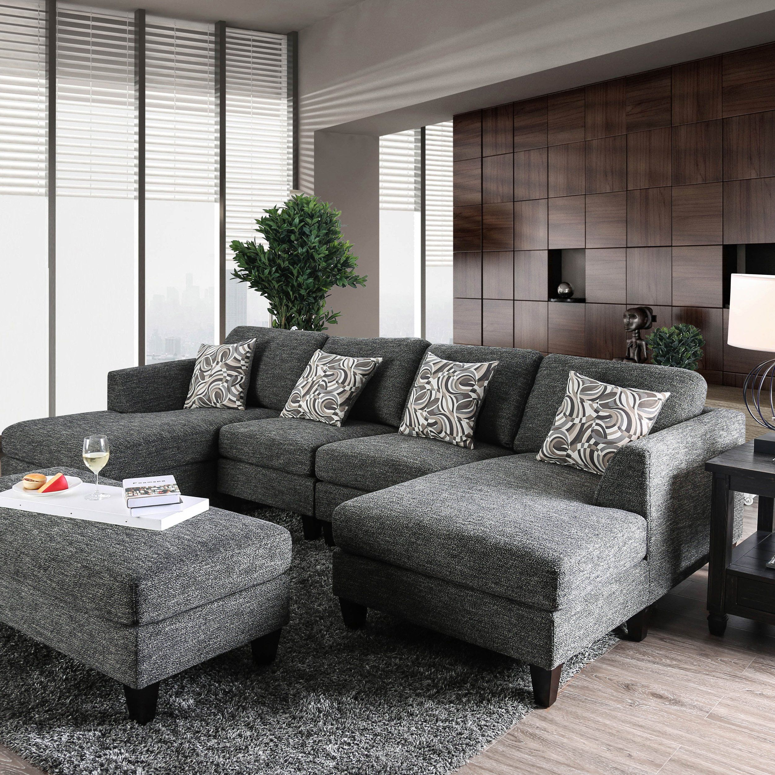 Breckenridge Grey 4-Piece Chenille Modular Sectional Sofa By Foa (Grey ... throughout Styling Your Space with the Quinn Chenille Modular Sectional in Grey