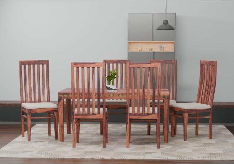 Buy Jasper 6-Seater Dining Table Set (Teak Finish) Online In India ... pertaining to Gdf Studio Jasper Teak Finish Acacia Wood Dining Set