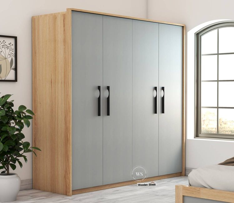 Buy Plywood Wardrobes Online In India @Upto 55% Off | Wooden Street for Modern Oak Extra Wide Wooden Wardrobe With Shutter Doors, Interesting Aqua