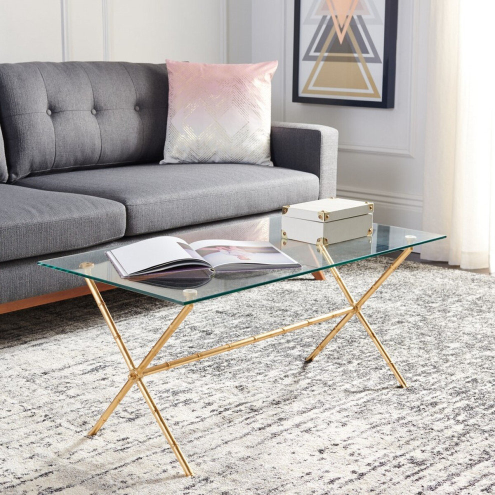Celia Accent/ Coffee Table Gold/ Clear Glass Top - Asian - Coffee ... throughout Integrating Gold Accents A Coffee Table&amp;#039;s Role in Decor