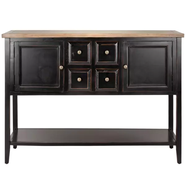 Charlotte Storage Sideboard In Black/Oak Top By Safavieh with Charlotte Storage Sideboard, Amh6517D