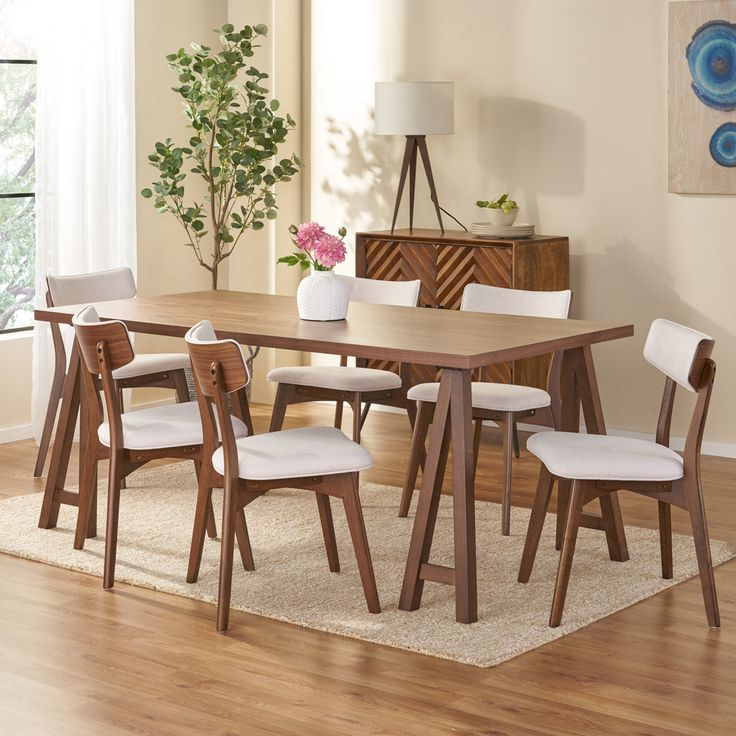 Chazz Mid-Century Modern 7 Piece Dining Set With A-Frame Table ... with A Deep Dive into the Dex 7-Piece Dining Set and Its Versatility