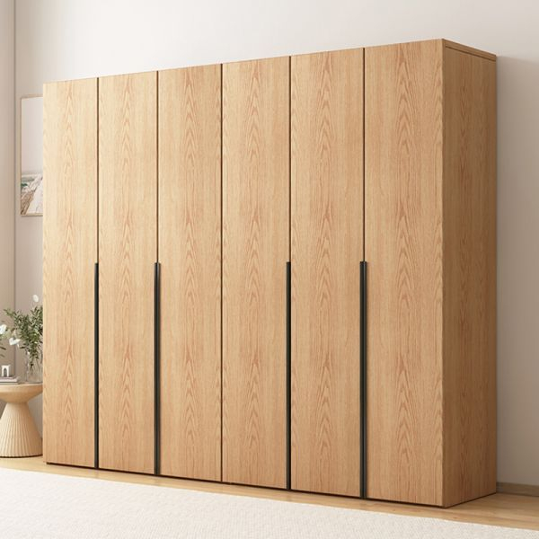 Contemporary Freestanding Natural Wardrobe Oak Solid Wood Wardrobe With Shelves Armoire 79L X ... pertaining to Oak Solid Wood Wardrobe, Natural Wood, 70.9X24.4X78.7 In
