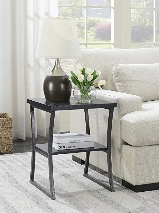 Convenience Concepts X-Calibur End Table, Black Woodgrain / Gray Frame ... regarding Convenience Concepts X-Calibur Coffee Table In Gray Faux Birch Wood Finish