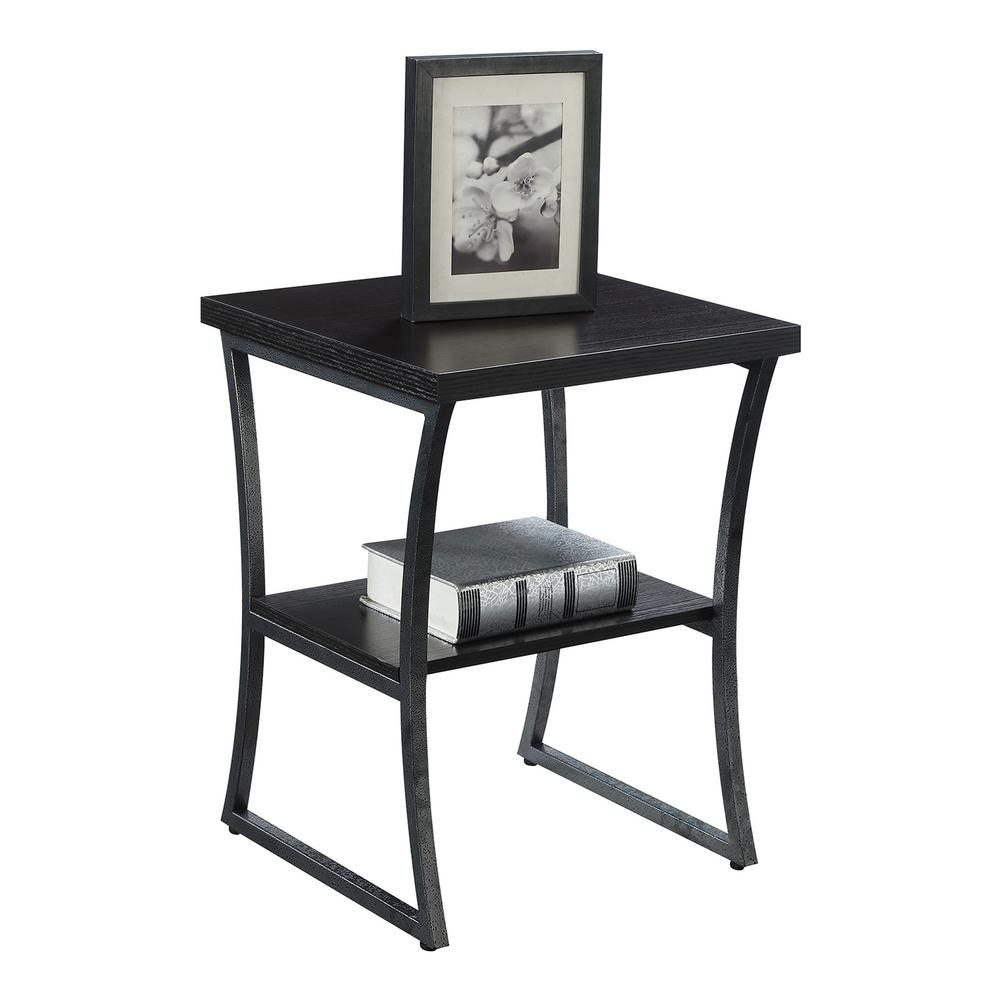 Convenience Concepts X-Calibur Espresso And Slate Gray End Table R4 ... for Convenience Concepts X-Calibur Coffee Table In Gray Faux Birch Wood Finish