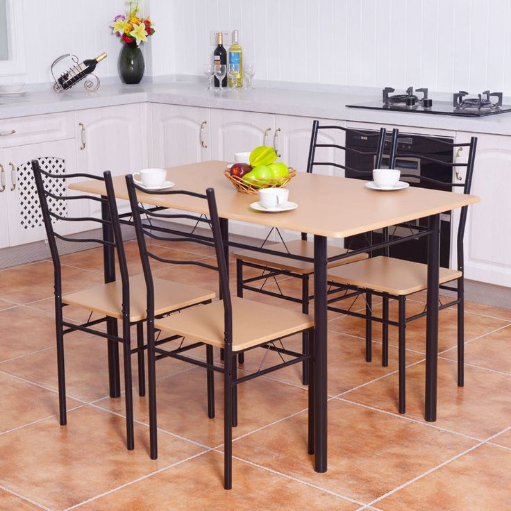 Costway 5 Piece Dining Table Set 29.5&amp;quot; With 4 Chairs Wood Metal - Bed ... intended for Why a Costway 5-Piece Dining Set Might Be Your Perfect Kitchen Solution