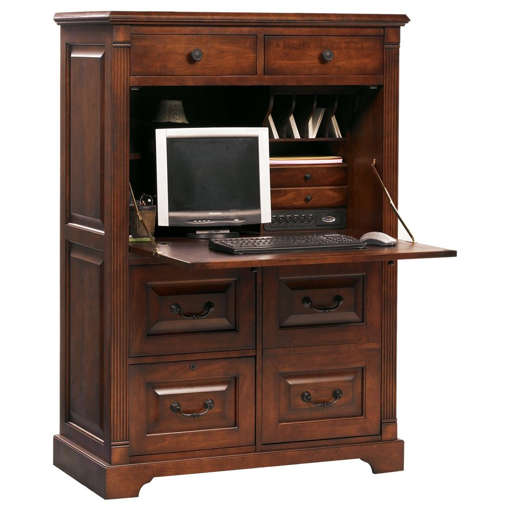 Country Cherry Computer Armoire By Winners Only | Home Office Wooden ... inside Modern Computer Armoire Desk, Concord Cherry