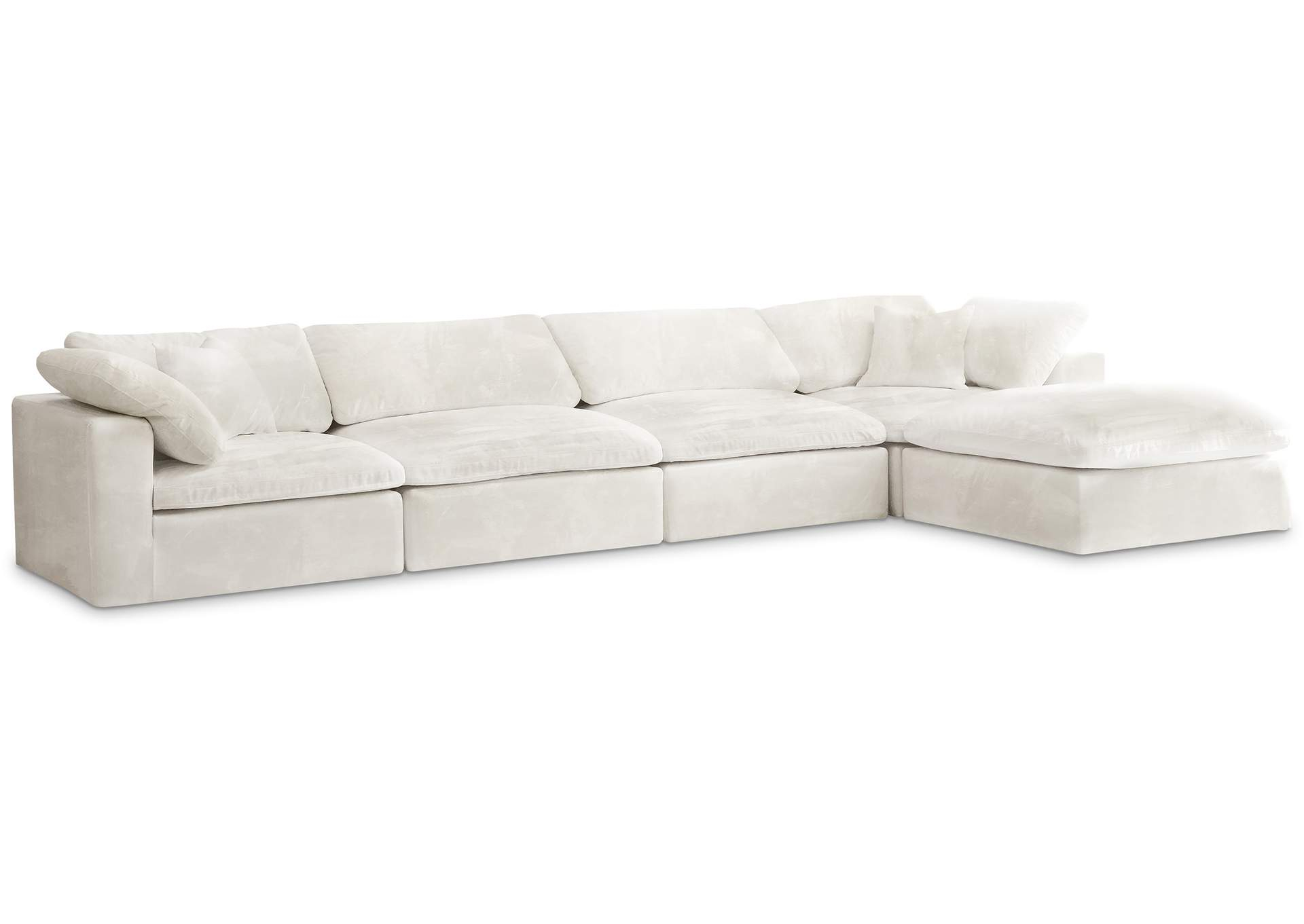 Cozy Cream Velvet Cloud Modular Sofa with regard to Arc Boucle Fabric Upholstered 6-Pc. L-Shaped Modular Sectional, Cream