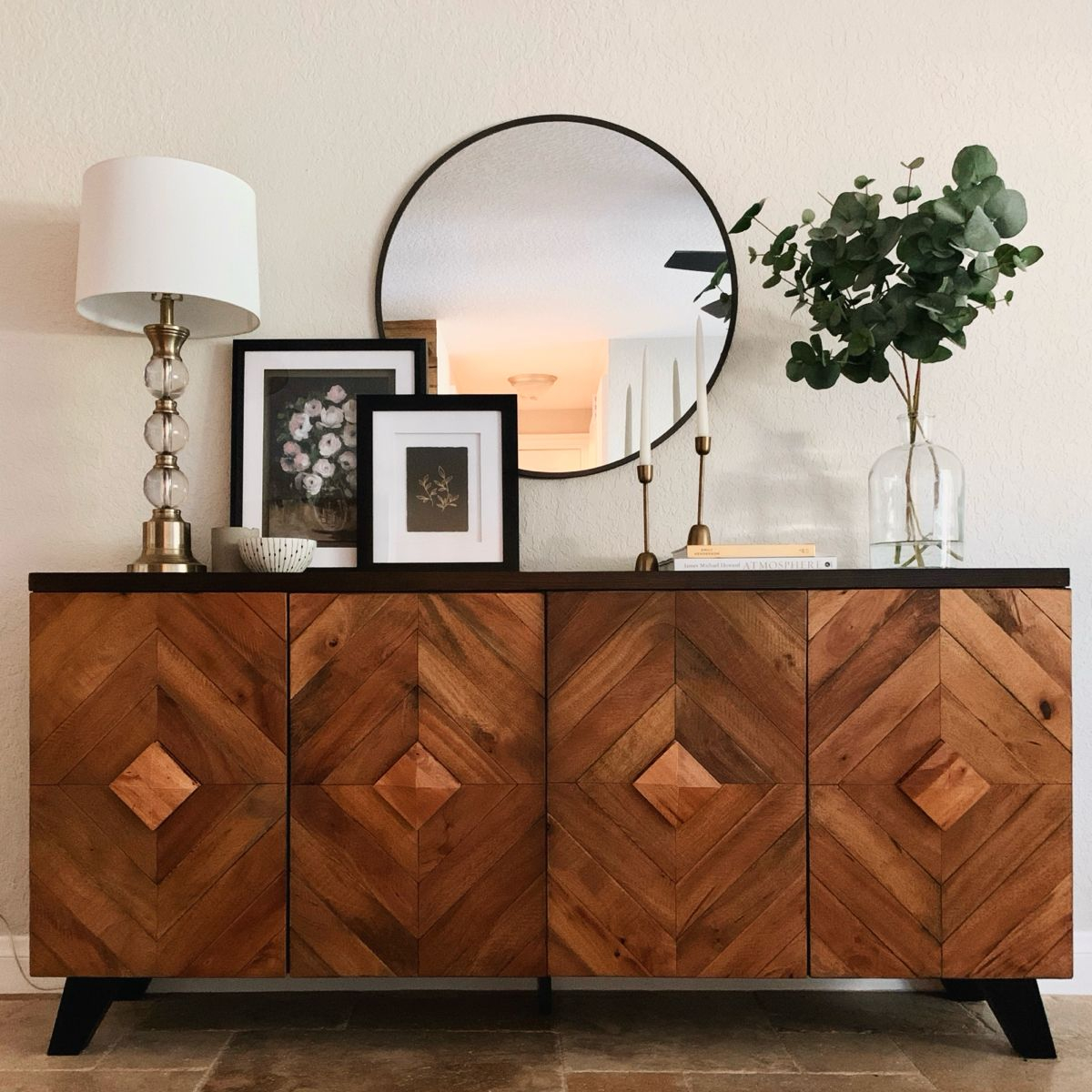 Credenza Decor, Home Interior Design, House Interior, Scandinavian Interior, Decorating Your ... with regard to Deny Designs Navna Black And White 1 Credenza, Birch, Black Steel Legs