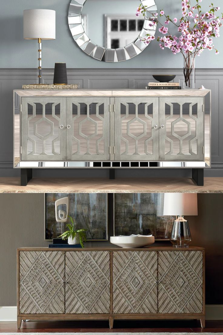 Credenza Idea 4 | Farmhouse Coffee Bar, Modern Sideboard Buffet, Home Decor pertaining to Deny Designs Navna Black And White 1 Credenza, Birch, Black Steel Legs