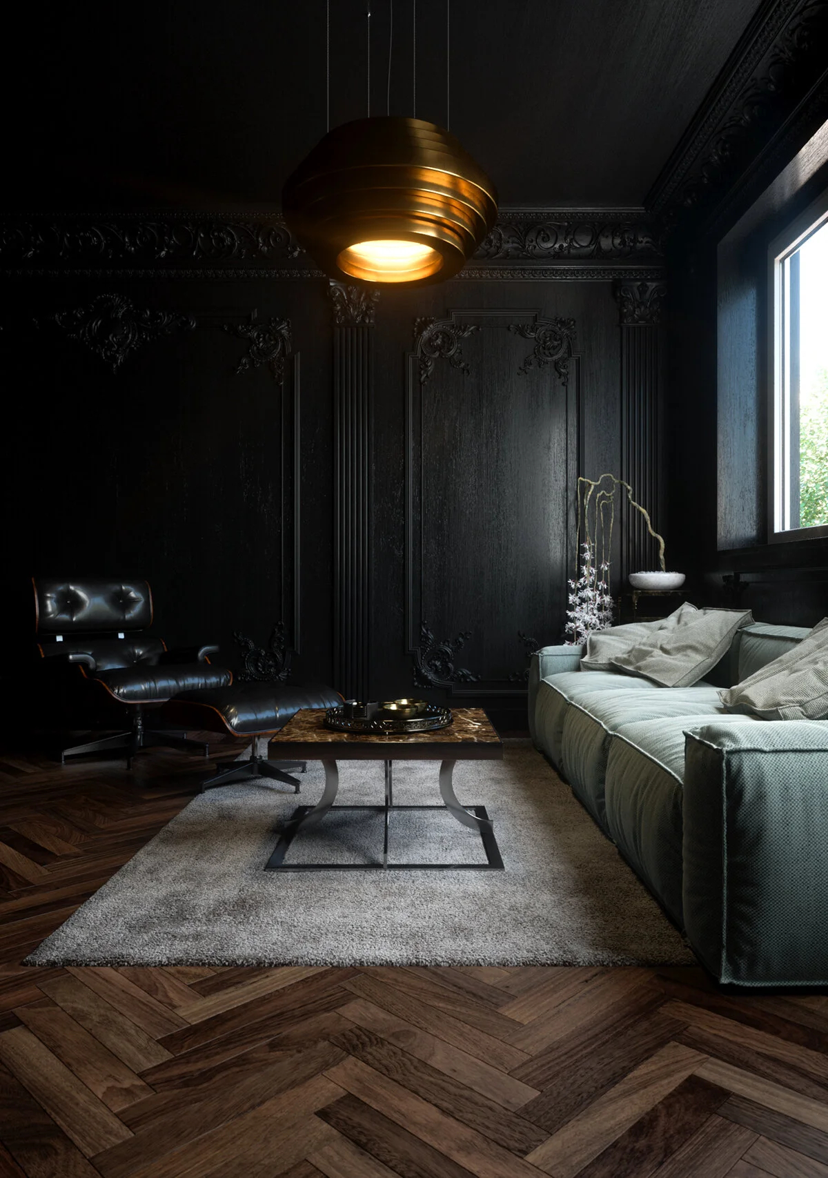 Dark Moody Dramatic Dreamy Rooms + Spaces + Design — Firefly+Finch for Beyond Contrast Making Your Dark Furniture Shine