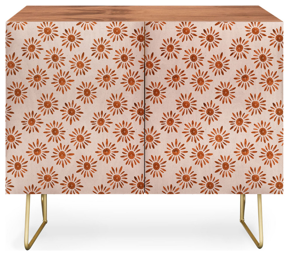 Deny Design Alisa Galitsyna Yellow Hand Drawn Wildflowers Credenza ... intended for Deny Designs Floralista Credenza, Birch, Gold Steel Legs